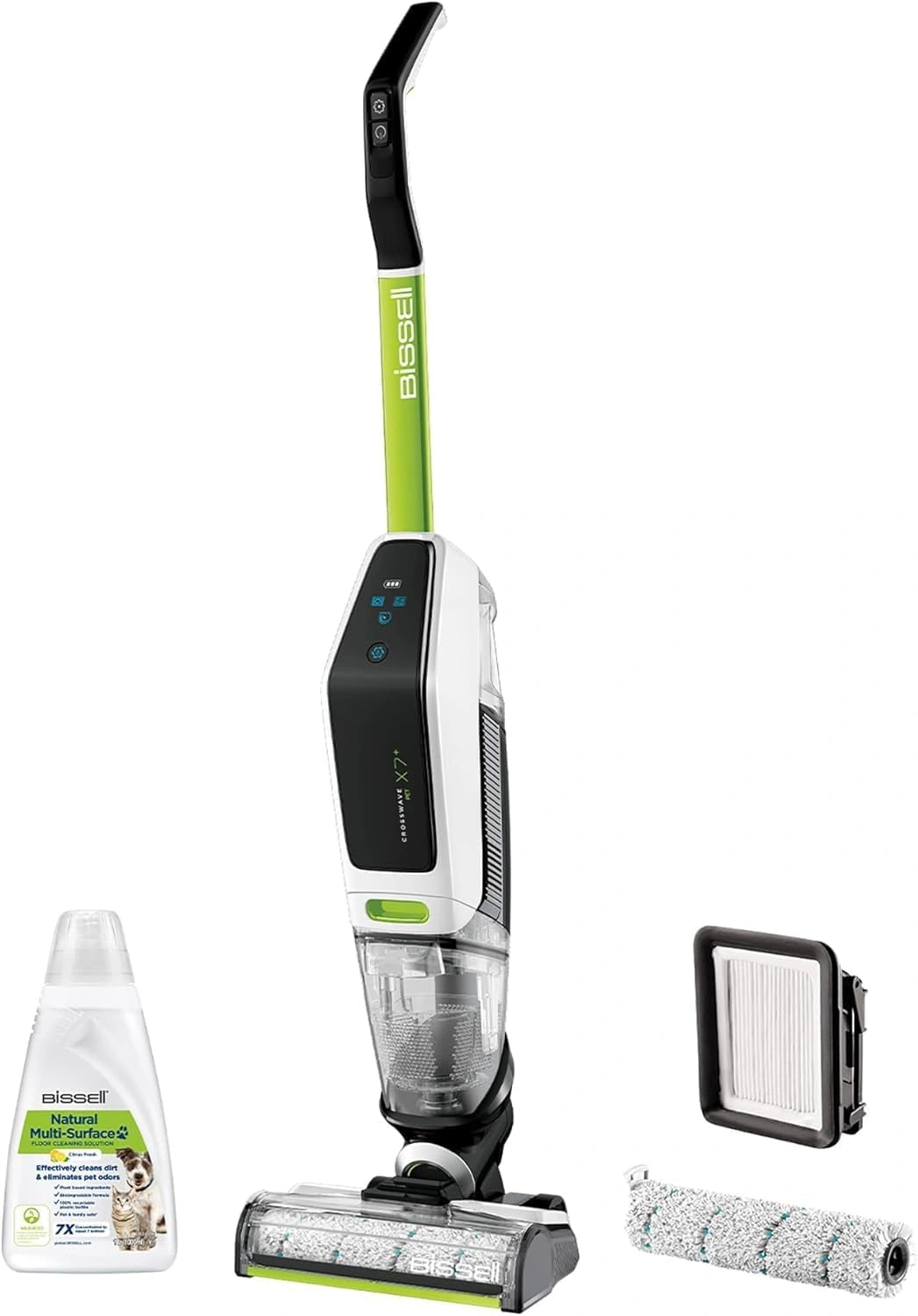 BISSELL CrossWave X7 Plus Sans Fil pour Animaux, Nettoyeur 3-en-1 Multi-Surfaces, Sols Durs et Moquettes, Mode Turbo, Technologie ¨¤ Double R¨¦servoir