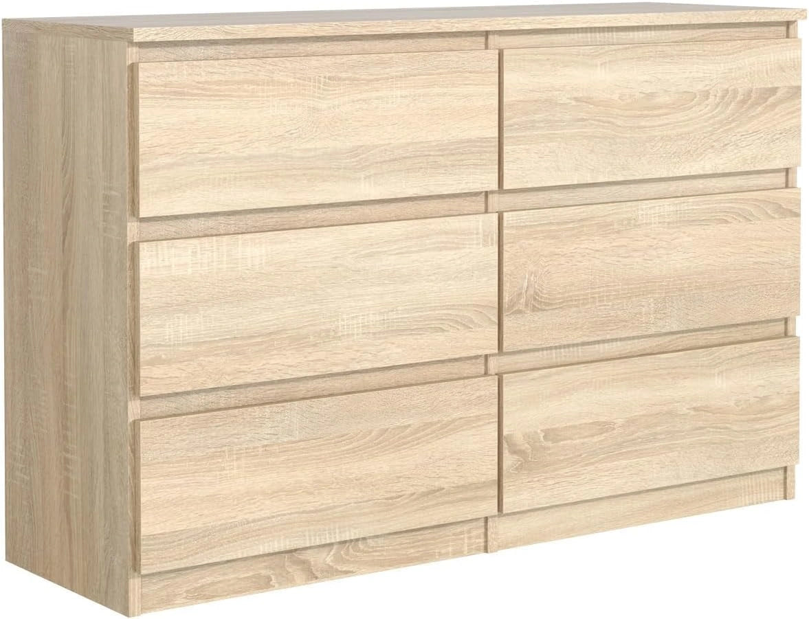 Grande commode minimaliste en ch¨ºne Sonoma avec 6 tiroirs - 120 cm