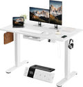 Bureau ¨¦lectrique R¨¦glable Devoko avec Station de Charge USB, Gestion Cables, 3 M¨¦moires, 140x80 cm, Blanc