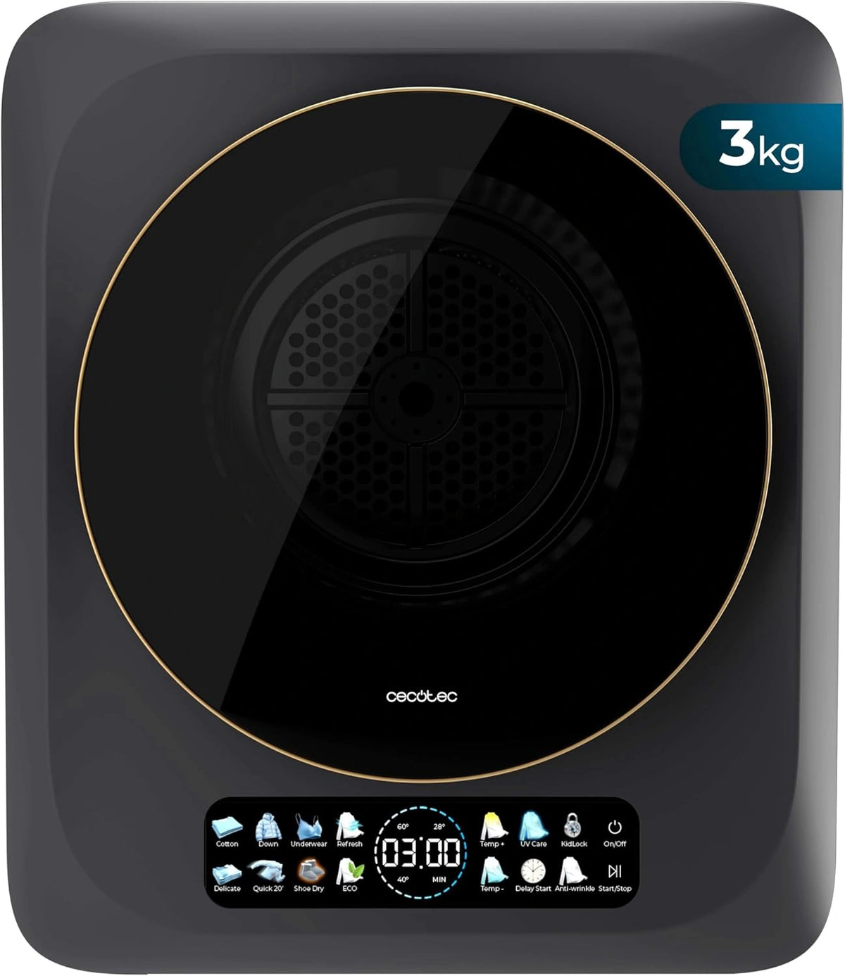 S¨¨che-linge Compact 3 kg avec ¨¦cran Couleur et S¨¦chage Intelligent