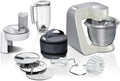 Robot patissier Bosch 1000 W, 7 vitesses, bol inox 3,9 L, accessoires inclus, gris argent
