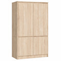 Armoire 4 portes avec espace penderie, chêne