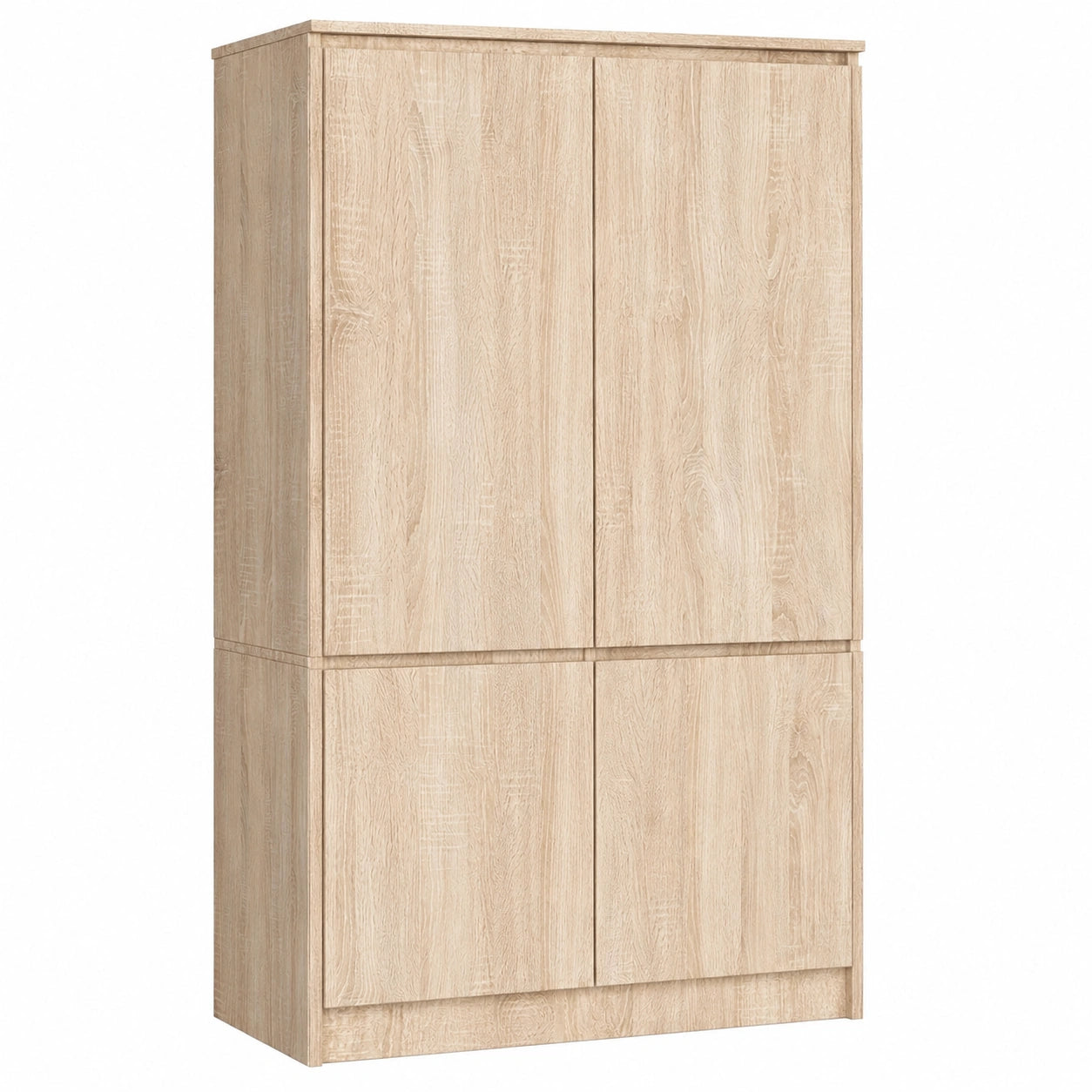 Armoire 4 portes avec espace penderie, chêne