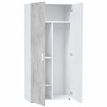 Armoire multifonction blanche avec étagères et portes