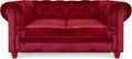 Canap¨¦ Contemporain 2 Places en Velours Rouge avec Structure en Bois