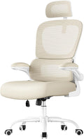 Chaise de Bureau Ergonomique SONGMICS, Tissu Maille Respirant, Soutien Lombaire R¨¦glable, Appui-T¨ºte Ajustable, Beige Sable