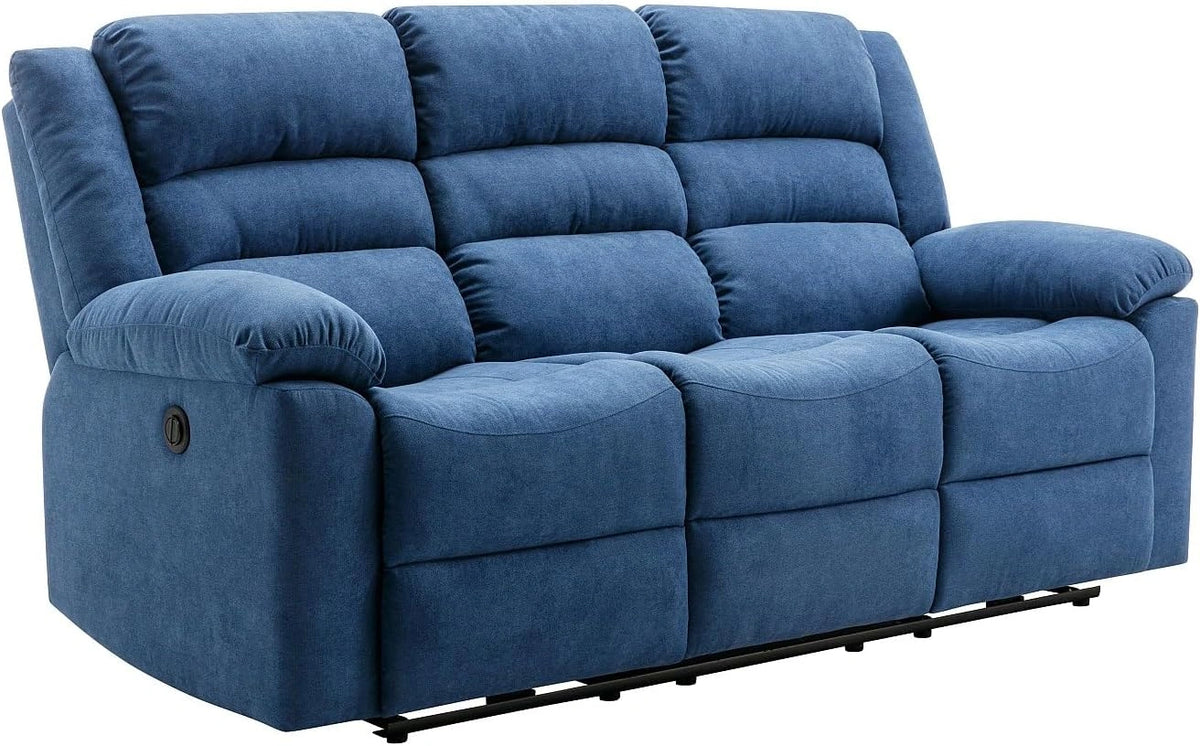 Canap¨¦ Relax ¨¦lectrique 3 Places en Tissu Bleu - Confort Moderne BUROLO