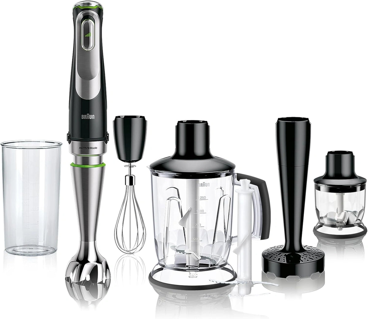Braun MultiQuick 9 Mixeur Plongeant, Technologie Anti-¨¦claboussures, Vitesse R¨¦glable, Active PowerDrive, Accessoires Inclus, 1200W, Noir