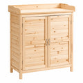 Armoire de Jardin en Bois avec Double Porte et Étagères - 83 x 40 x 92 cm