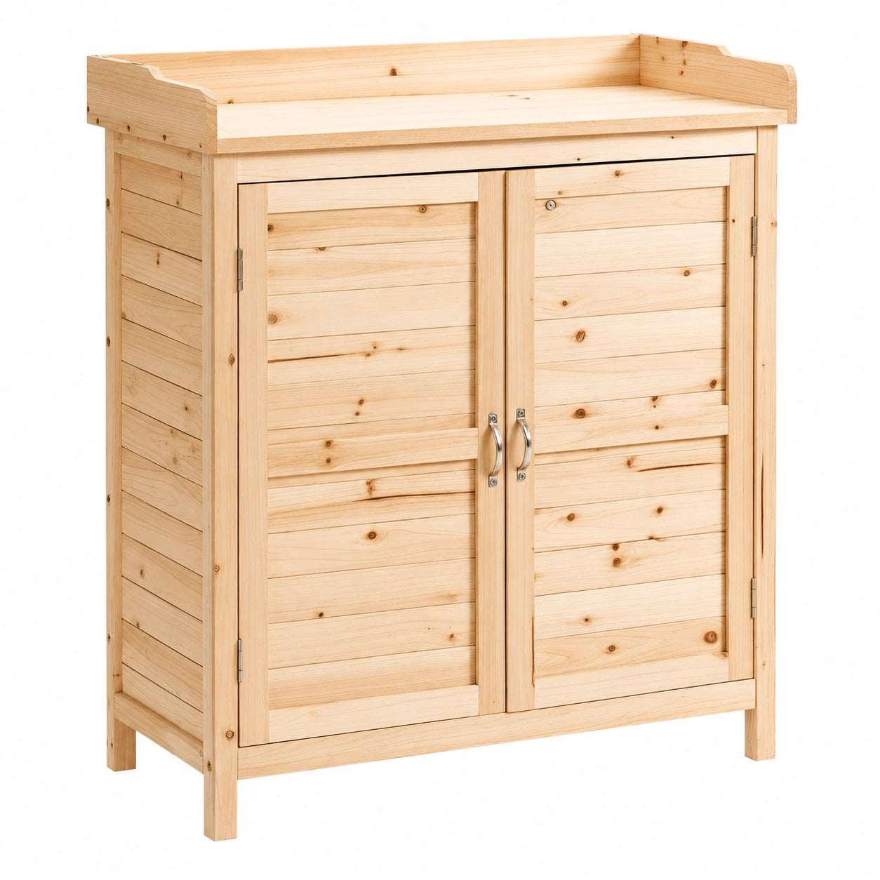 Armoire de Jardin en Bois avec Double Porte et Étagères - 83 x 40 x 92 cm