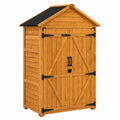 Armoire de jardin imperméable en bois avec toit à pignon 48 x 90 x 178 cm