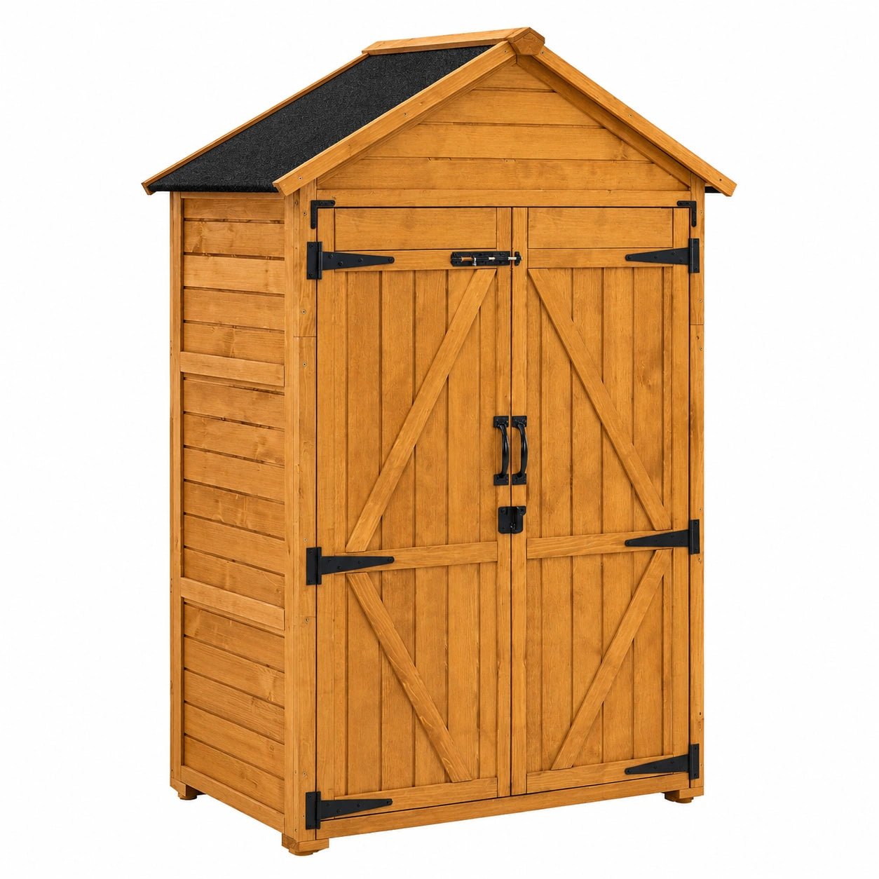 Armoire de jardin imperméable en bois avec toit à pignon 48 x 90 x 178 cm