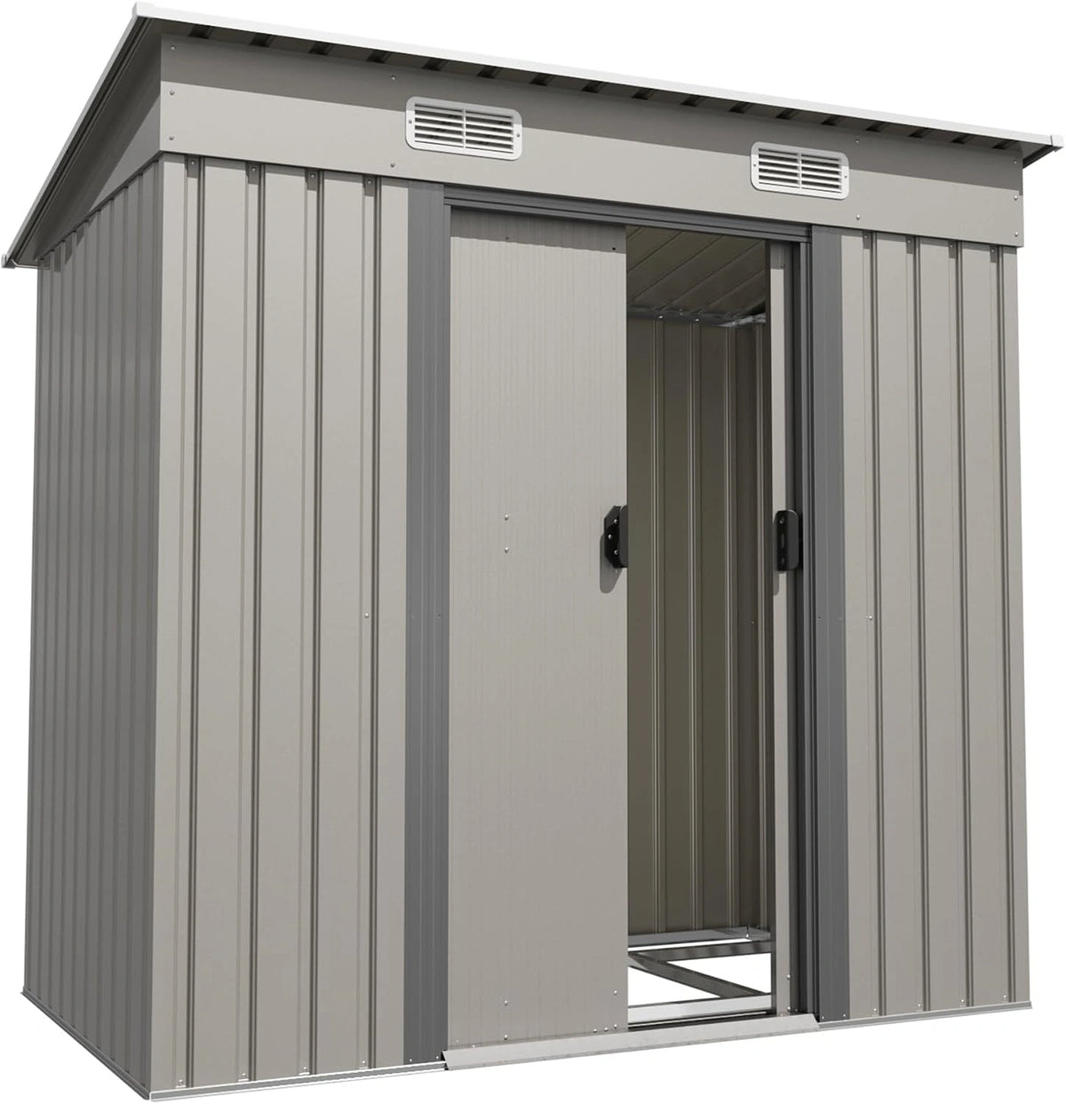 Devoko Cabanon de Jardin en M¨¦tal 183x109x182cm avec Base, 3,6m3 Rangement ¨¤ Outils Toit Inclin¨¦ et Porte Coulissante, R¨¦sistant aux Intemp¨¦ries, Id¨¦al pour V¨¦los