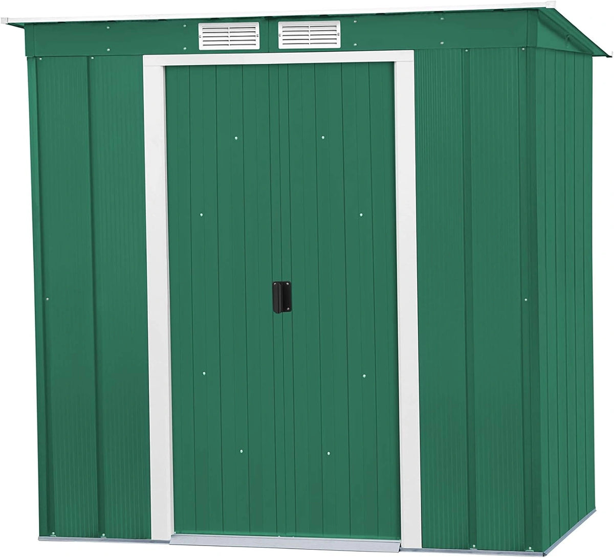 Abri de Jardin Duramax Eco M¨¦tal 6x4 avec Toit Inclinable Vert