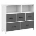 Commode 5 tiroirs en tissu avec étagères ouvertes, meuble TV jusqu'à 50 pouces