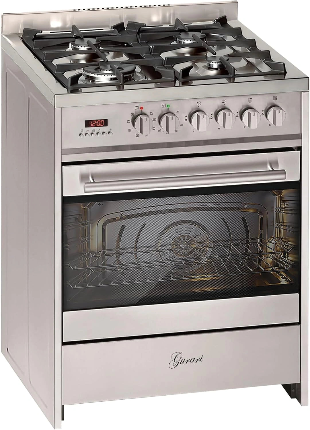 Gurari Cuisini¨¨re ¨¤ Gaz 60 cm Acier Inox avec Four ¨¦lectrique 60L
