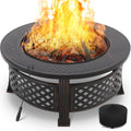 TLSUNNY Brasero Ext¨¦rieur 3 en 1 avec Housse, 80x80x50 cm, Grille BBQ Galvanis¨¦e, Id¨¦al pour Jardin Camping Plage