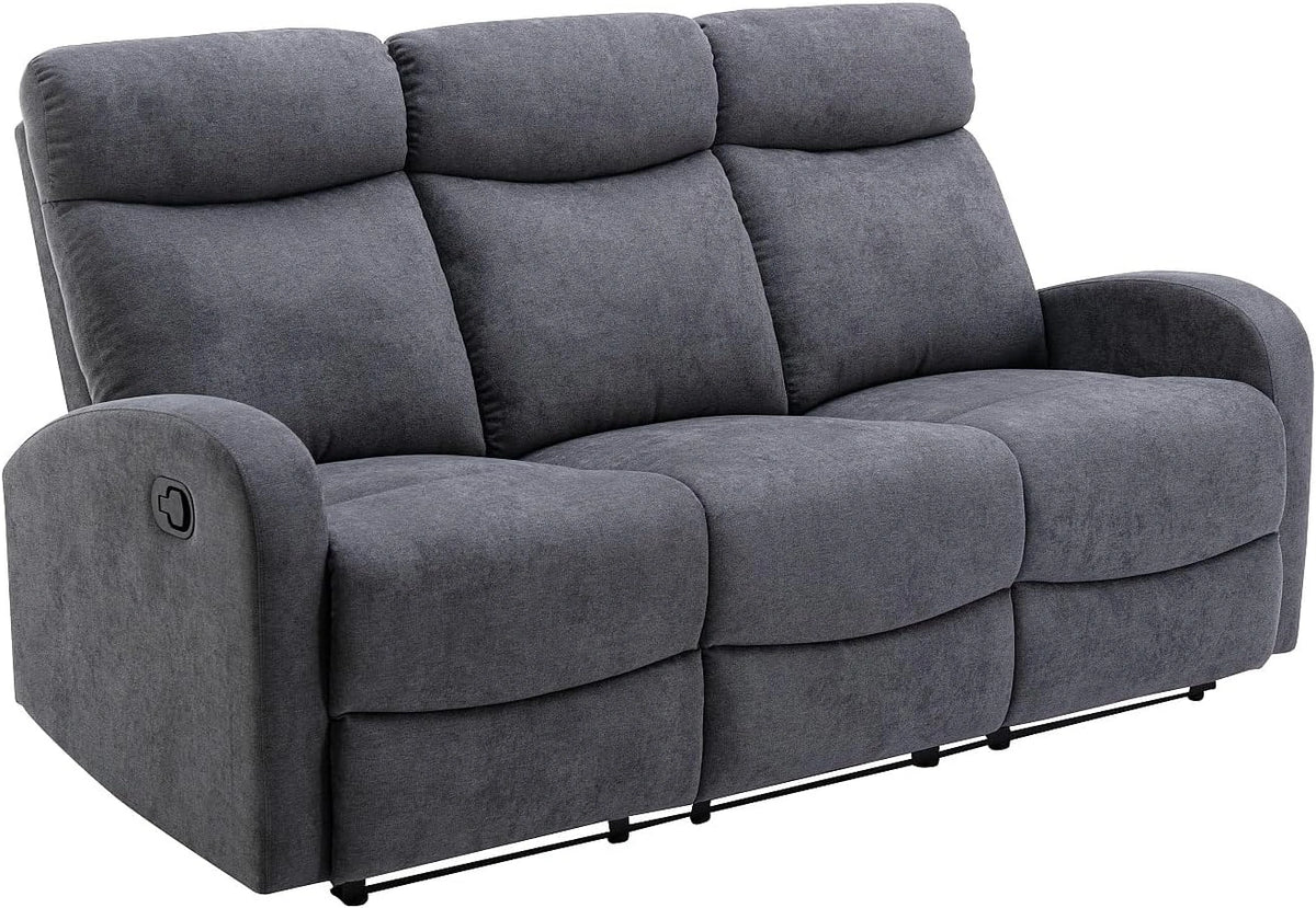 Canap¨¦ 3 Places Relax en Tissu Gris - Mod¨¨le Evelyn