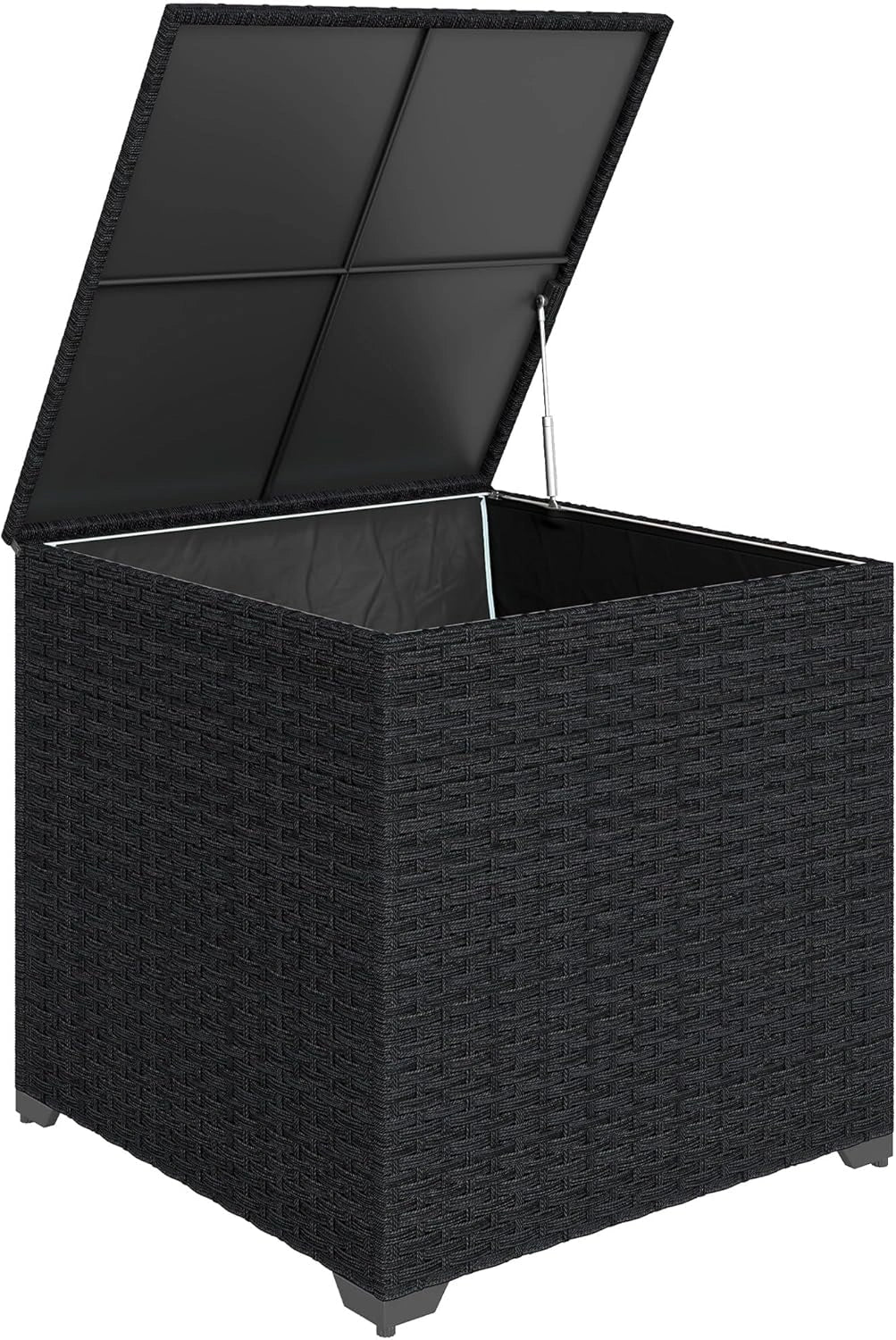 Coffre de Jardin R¨¦sine Tress¨¦e Noir 253L - Imperm¨¦able avec Doublure et Tige Pneumatique