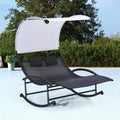 Transat Double avec Auvent Noir et ¨¦cru - Confort Ext¨¦rieur Elegance