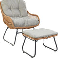 Ensemble de Mobilier de Jardin en Rotin Synth¨¦tique avec Pouf et Coussins Gris Mestre