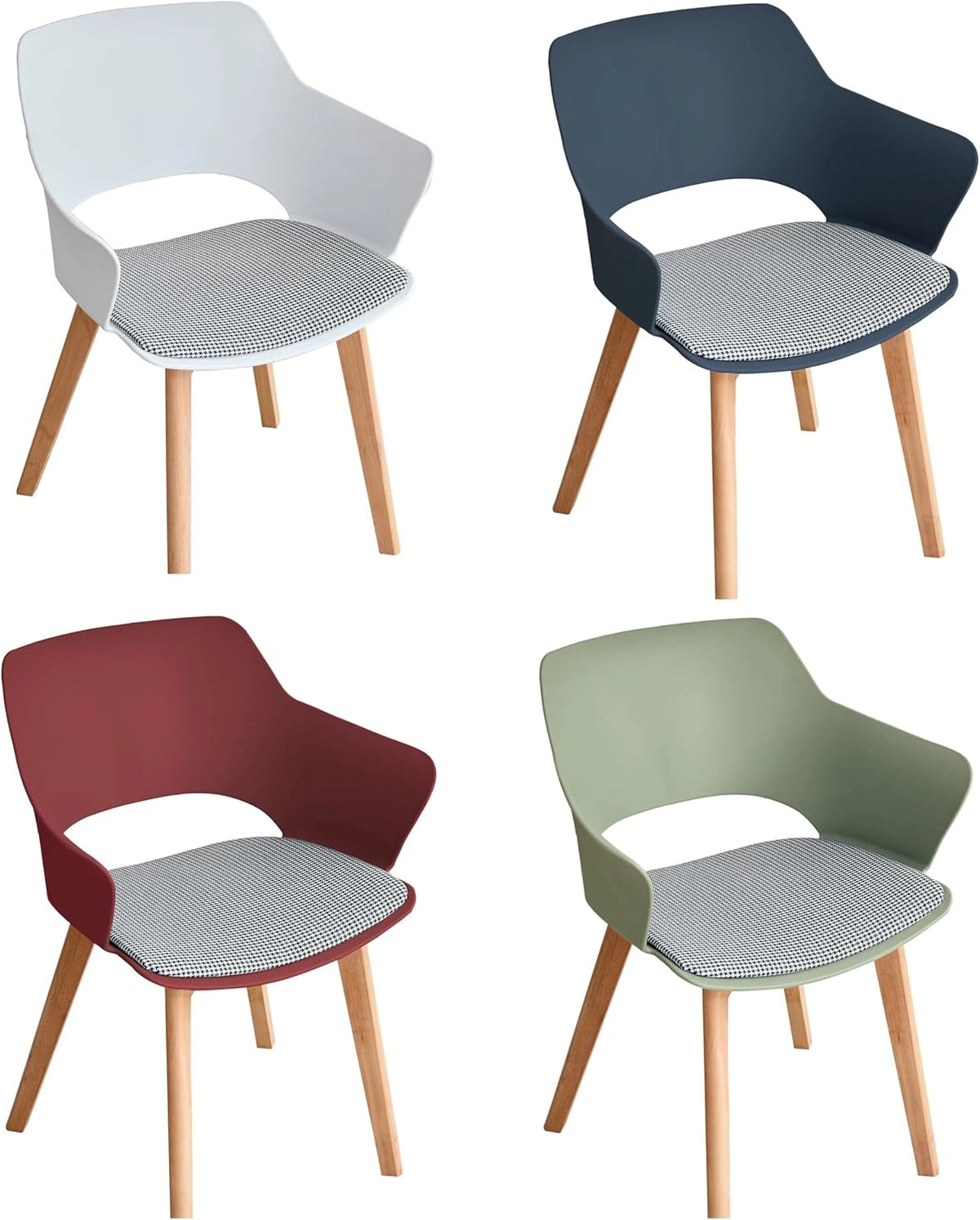 Ensemble de 4 Chaises de Salle ¨¤ Manger Nordiques avec Accoudoirs en Bois de H¨ºtre