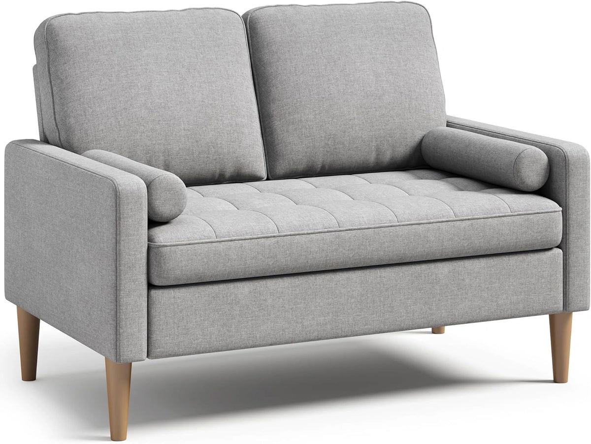 Canap¨¦ 2 Places avec Accoudoirs et Coussins D¨¦coratifs - Gris, 121x76x87 cm, Id¨¦al pour Salon, Bureau, Appartement, Montage Facile