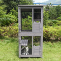 Enclos spacieux pour chat en bois avec roulettes et toit imperm¨¦able