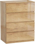 Commode Moderne 4 Tiroirs avec Fermeture Douce en Bois Naturel, 60x40x80 cm