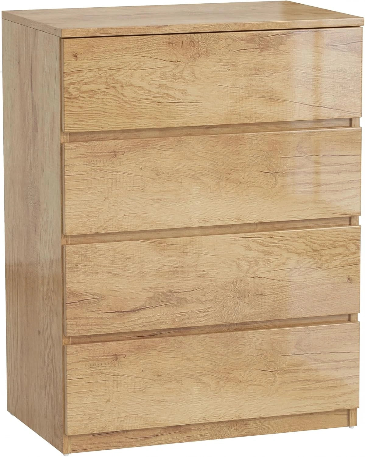 Commode Moderne 4 Tiroirs avec Fermeture Douce en Bois Naturel, 60x40x80 cm