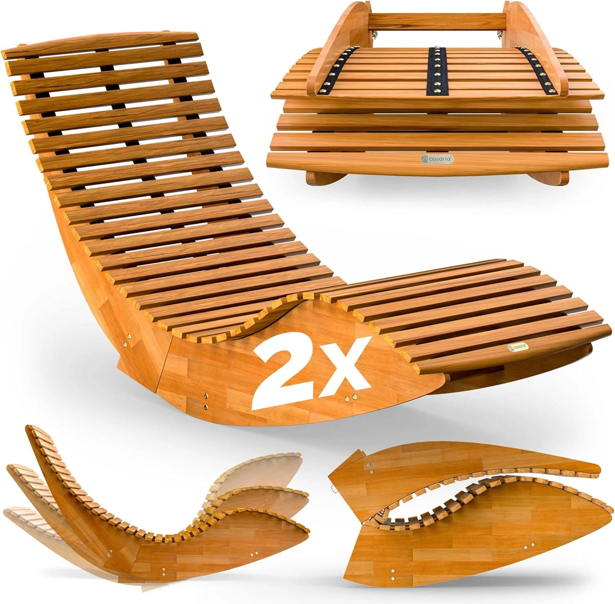 Chaise Longue Pliable en Bois d'Acacia FSC pour Jardin et Sauna