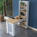Table de Cuisine Talitha, ¨¦tag¨¨re et Console en Noyer et Blanc, 120x54x154 cm