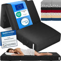 ELONEO Matelas Pliant 3 Parties, ¨¦paisseur Confort 15 cm, Lavable, Adultes, 1 Personne, Noir (75 x 195 cm)