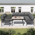 Ensemble de Mobilier de Jardin pour 8 Personnes avec Coussins - Gris
