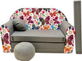 Canap¨¦-Lit Enfant avec Matelas Amovible et Pouf, 98x168x59 cm, Gris Papillons
